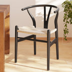 Chaise noire Mid-Century Modern | Noire avec cadre en bois séché au four