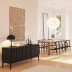 Chaise noire Mid-Century Modern | Noire avec cadre en bois séché au four