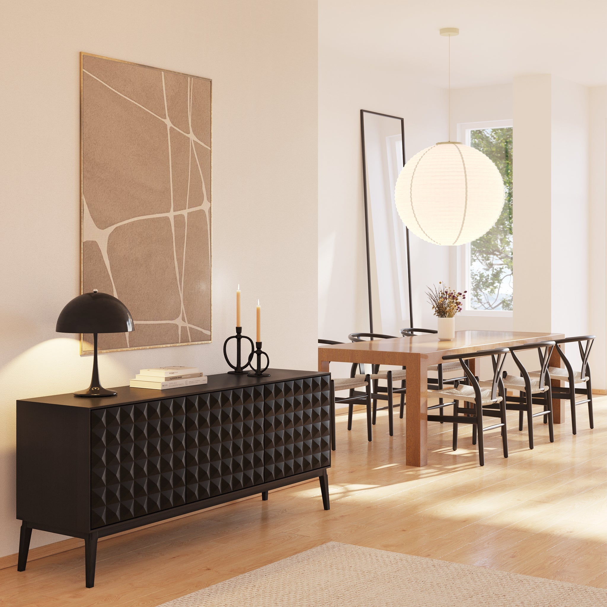 Mid-Century Modern Black Chair | Black with Kiln-Dried Wood Frame