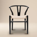 Chaise noire Mid-Century Modern | Noire avec cadre en bois séché au four