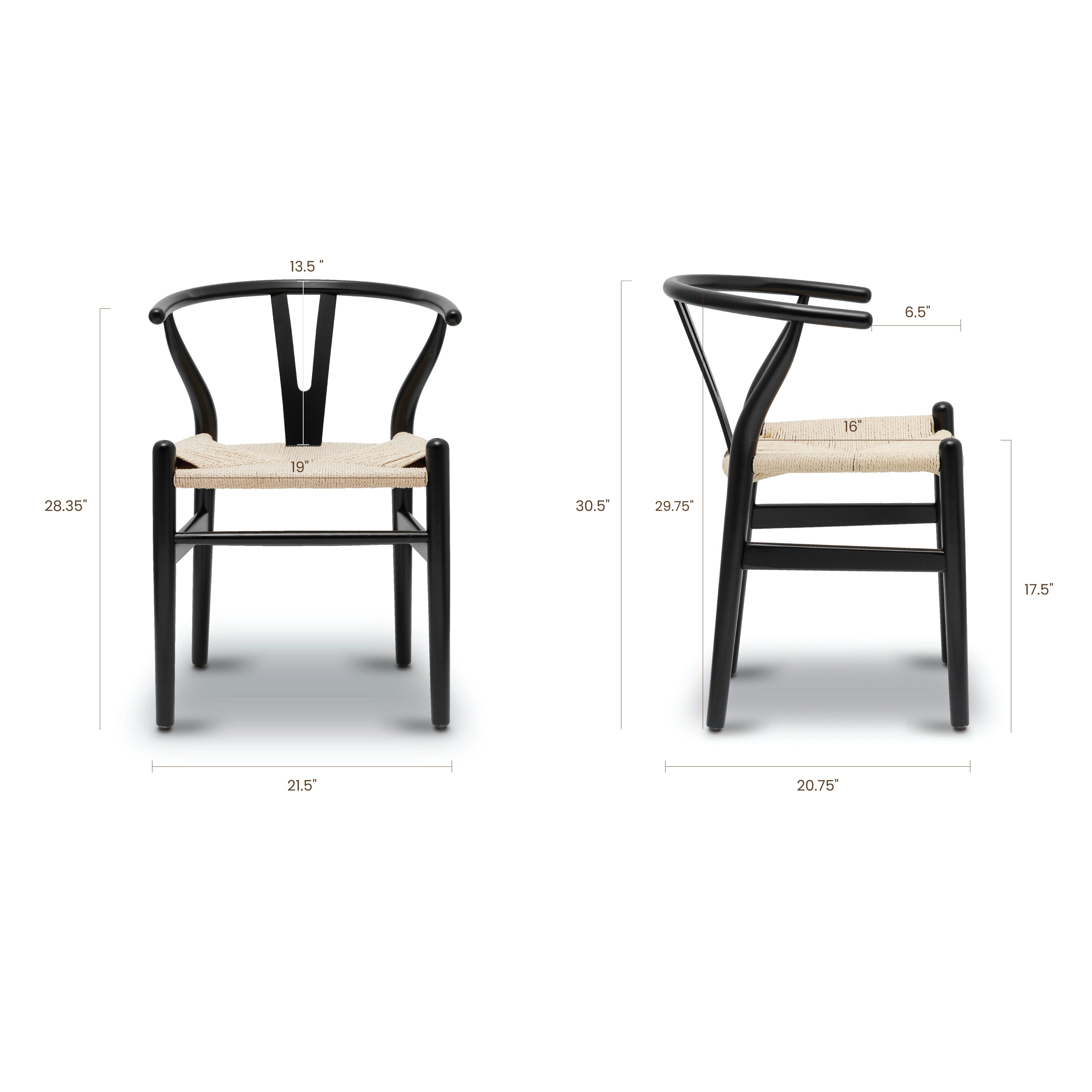 Mid-Century Modern Black Chair | Black with Kiln-Dried Wood Frame