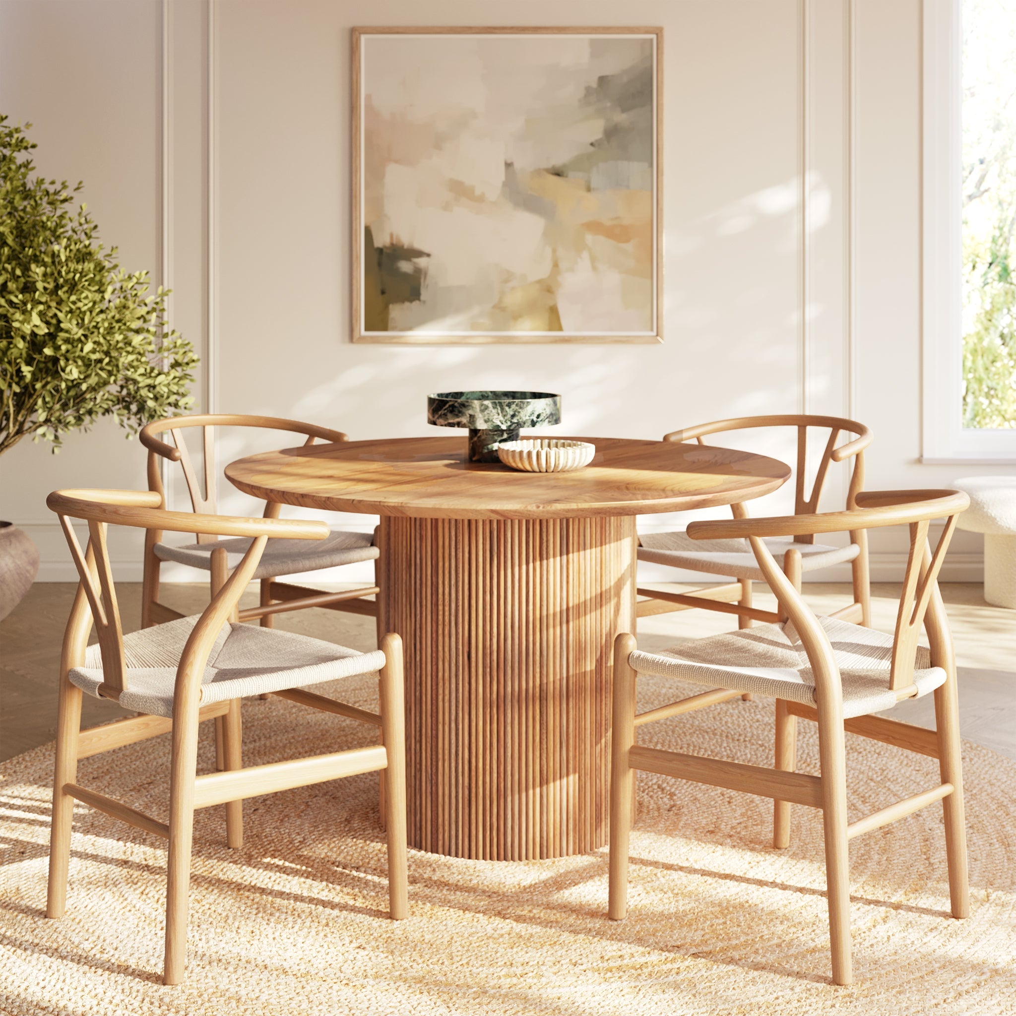 Mid-Century Modern Natural Chair | Natural with Kiln-Dried Wood Frame