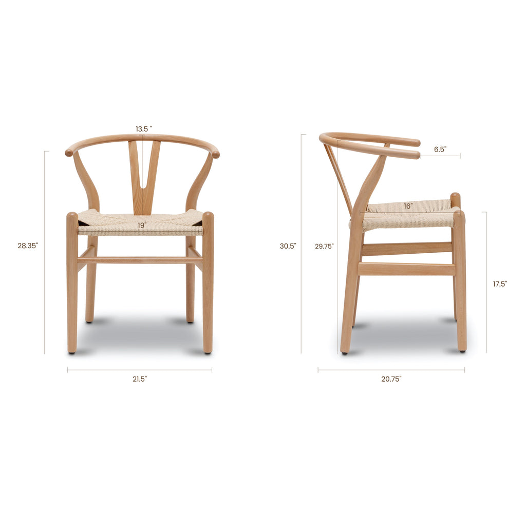 Mid-Century Modern Natural Chair | Natural with Kiln-Dried Wood Frame
