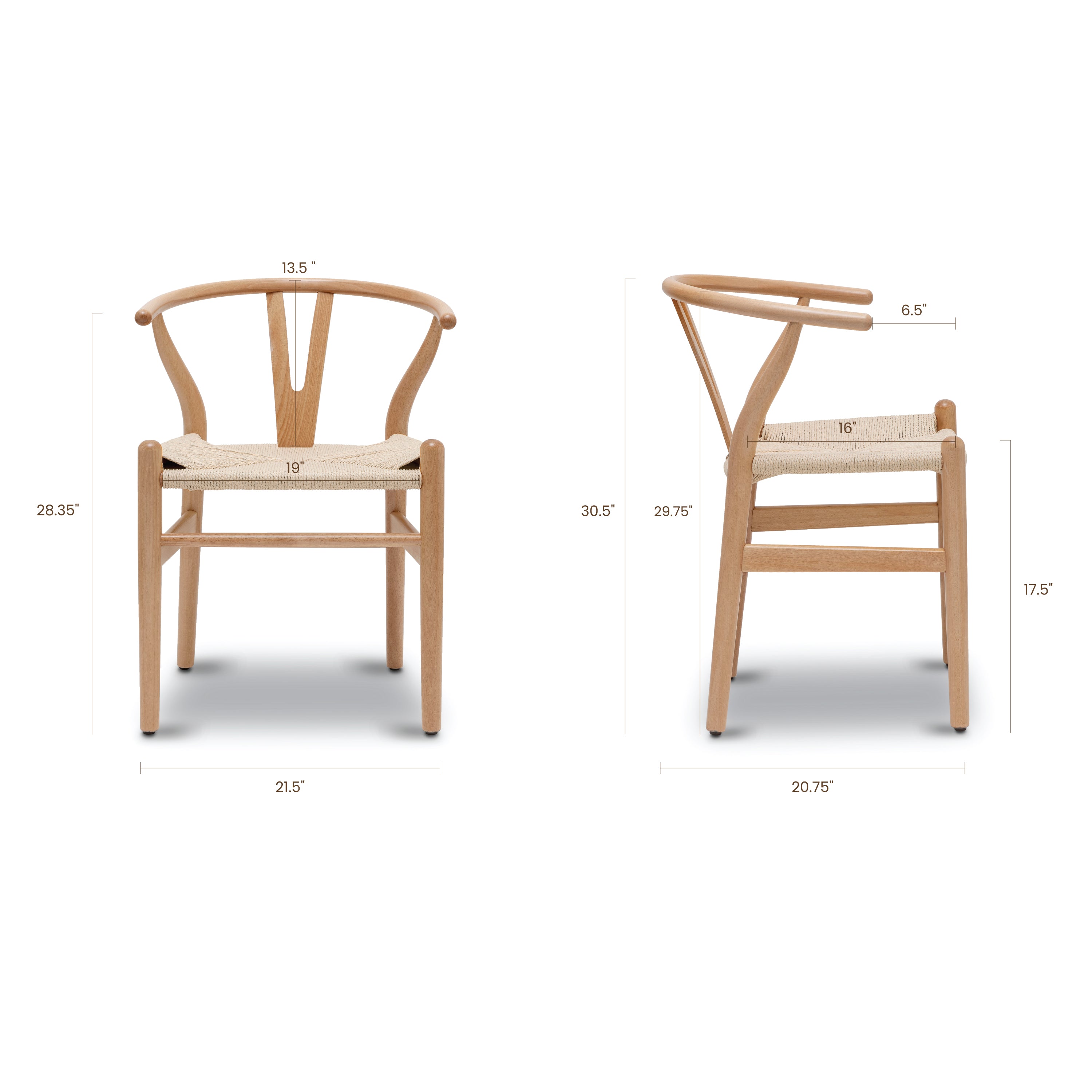 Mid-Century Modern Natural Chair | Natural with Kiln-Dried Wood Frame