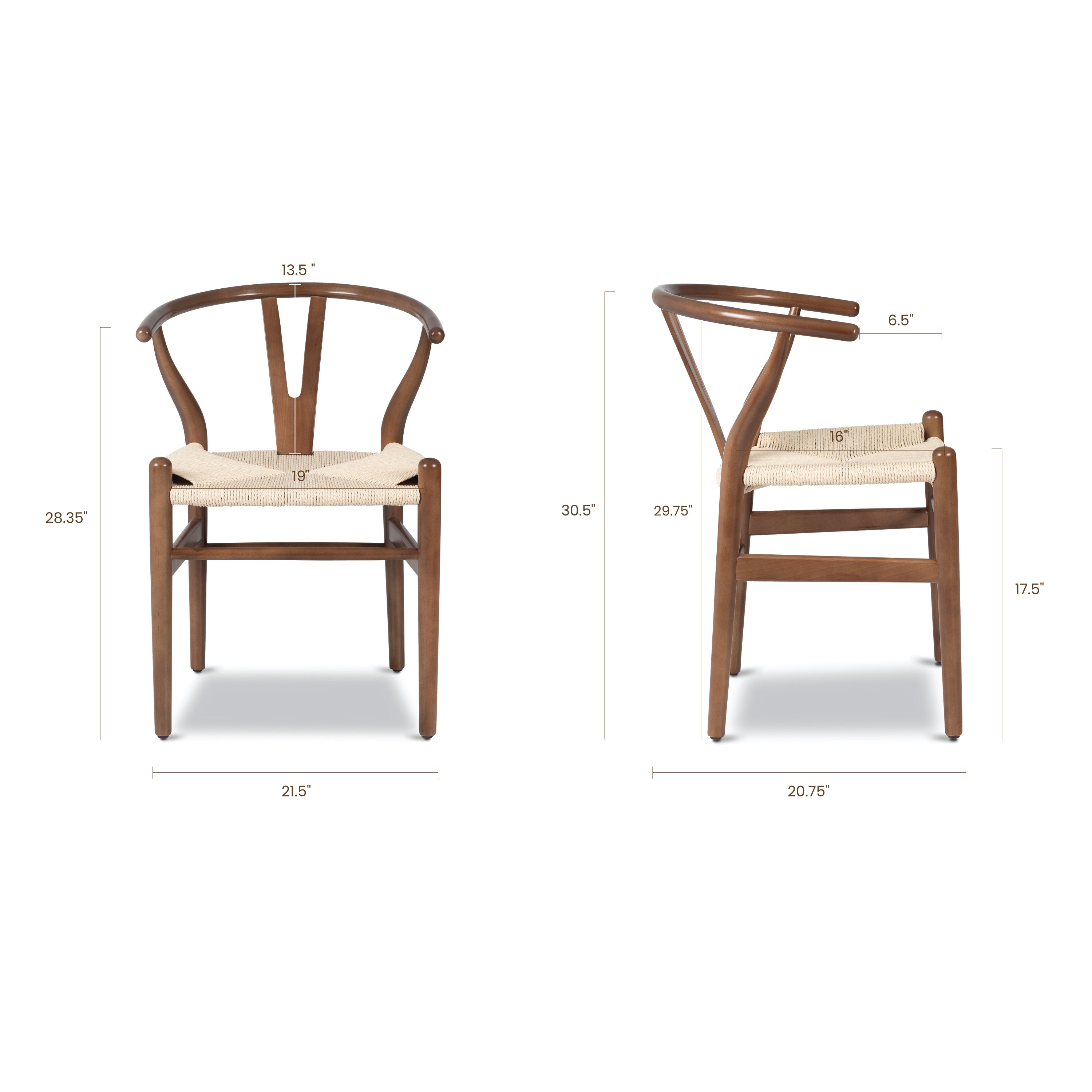 Mid-Century Modern Walnut Walnut Wood Chair | Walnut with Kiln-Dried