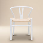 Chaise moderne du milieu du siècle blanche | Blanche avec structure en bois séché au four