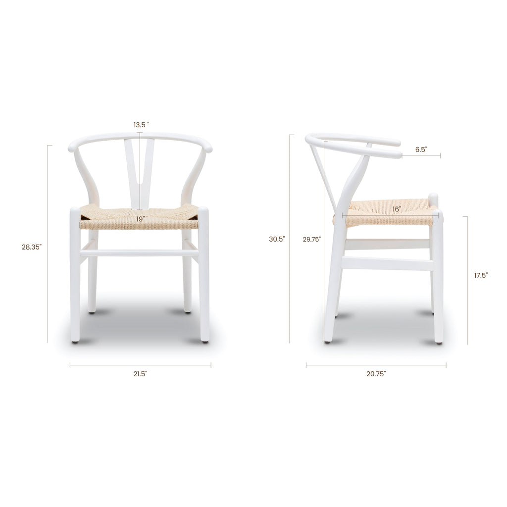 Mid-Century Modern White Chair | White with Kiln-Dried Wood Frame