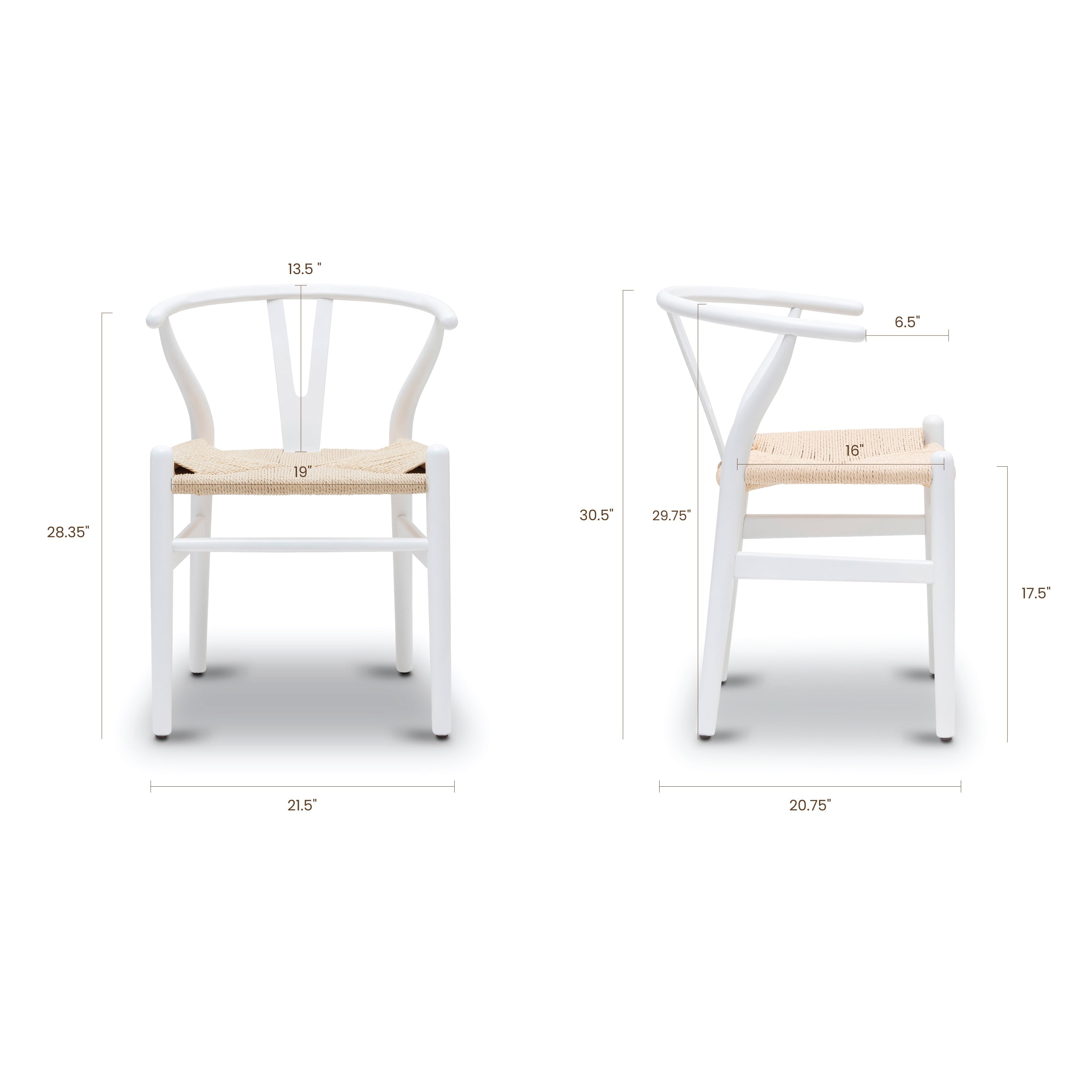 Mid-Century Modern White Chair | White with Kiln-Dried Wood Frame