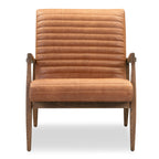 Fauteuil de salon mi-siècle en cuir cognac avec séchage au four