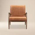 Mid-Century Modern Cognac Tan Leather Lounge Chair with Kiln-Dried