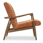Fauteuil de salon mi-siècle en cuir cognac avec séchage au four