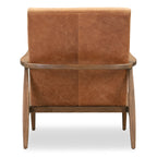 Fauteuil de salon mi-siècle en cuir cognac avec séchage au four