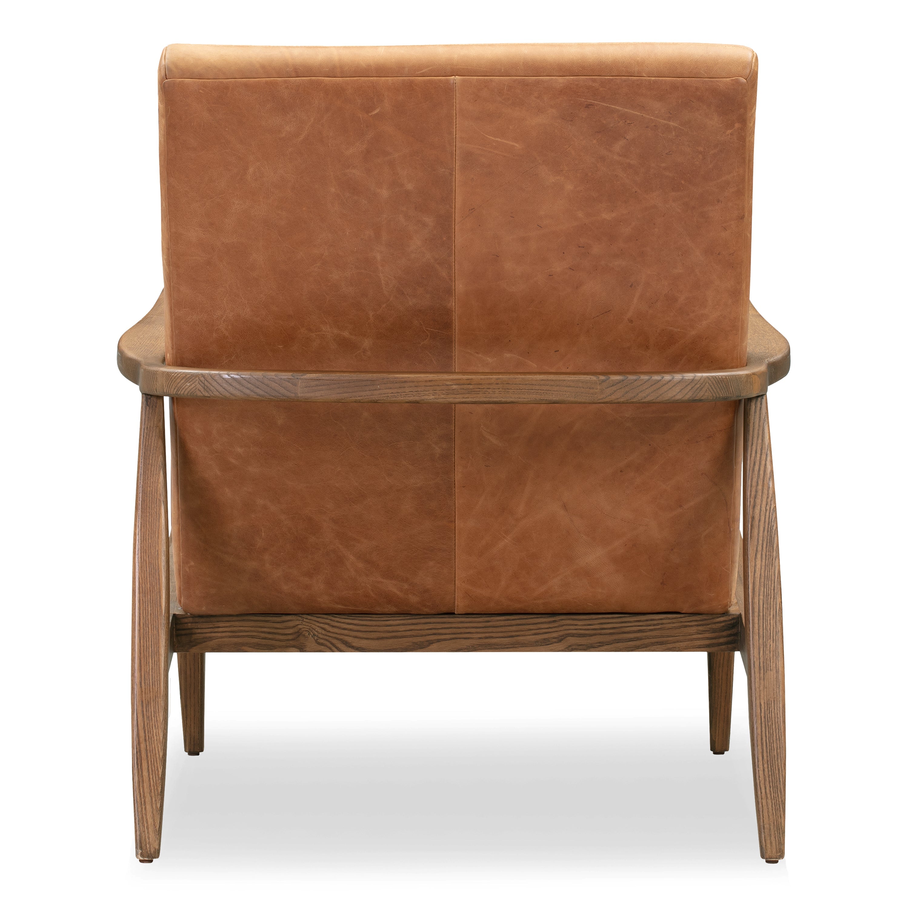 Mid-Century Modern Cognac Tan Leather Lounge Chair with Kiln-Dried