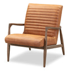 Fauteuil de salon mi-siècle en cuir cognac avec séchage au four