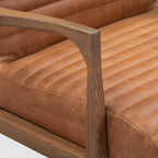 Fauteuil de salon mi-siècle en cuir cognac avec séchage au four