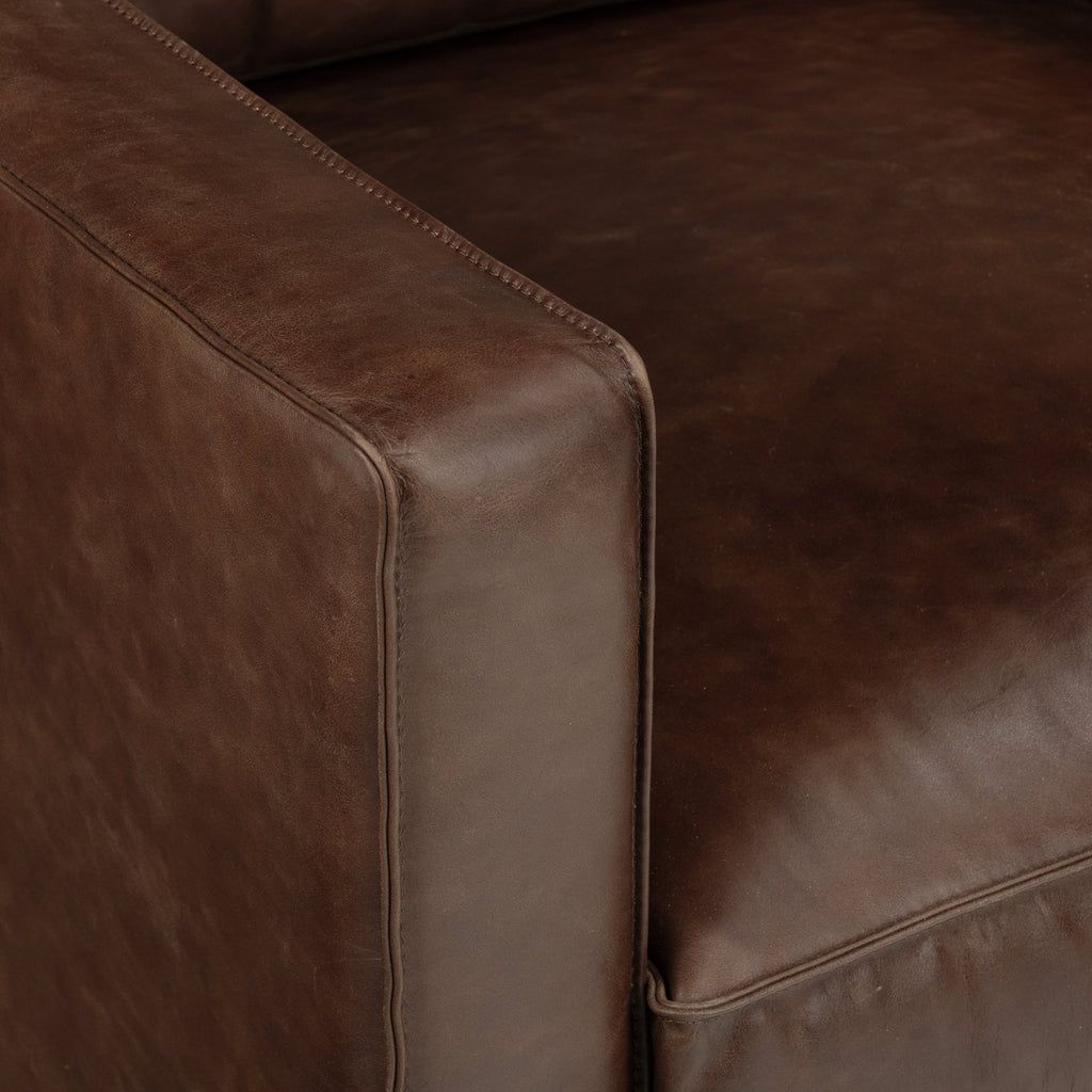 Modern Chocolate Brown Leather Lounge Chair with Kiln-Dried Wood Frame