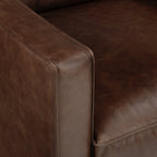 Fauteuil moderne en cuir marron chocolat avec structure en bois séché au four