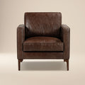 Modern Chocolate Brown Leather Lounge Chair with Kiln-Dried Wood Frame