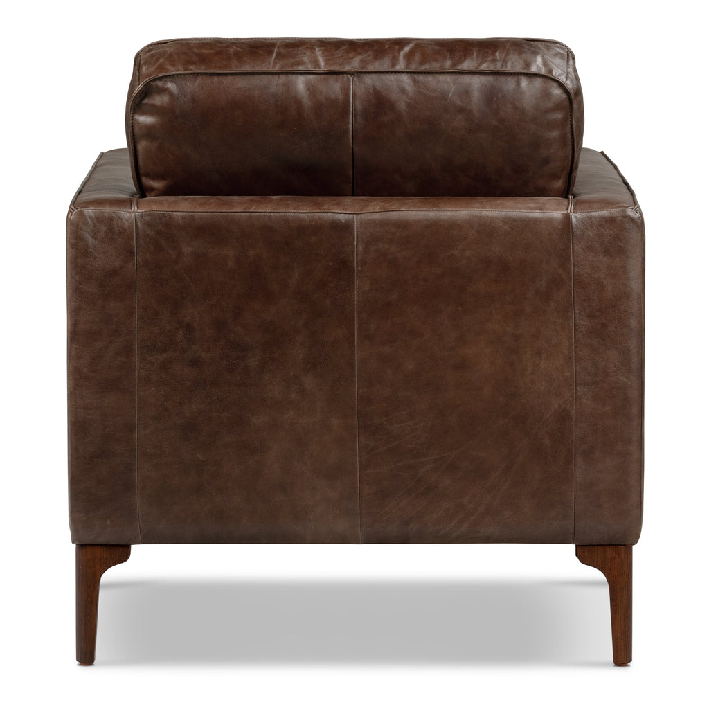 Modern Chocolate Brown Leather Lounge Chair with Kiln-Dried Wood Frame