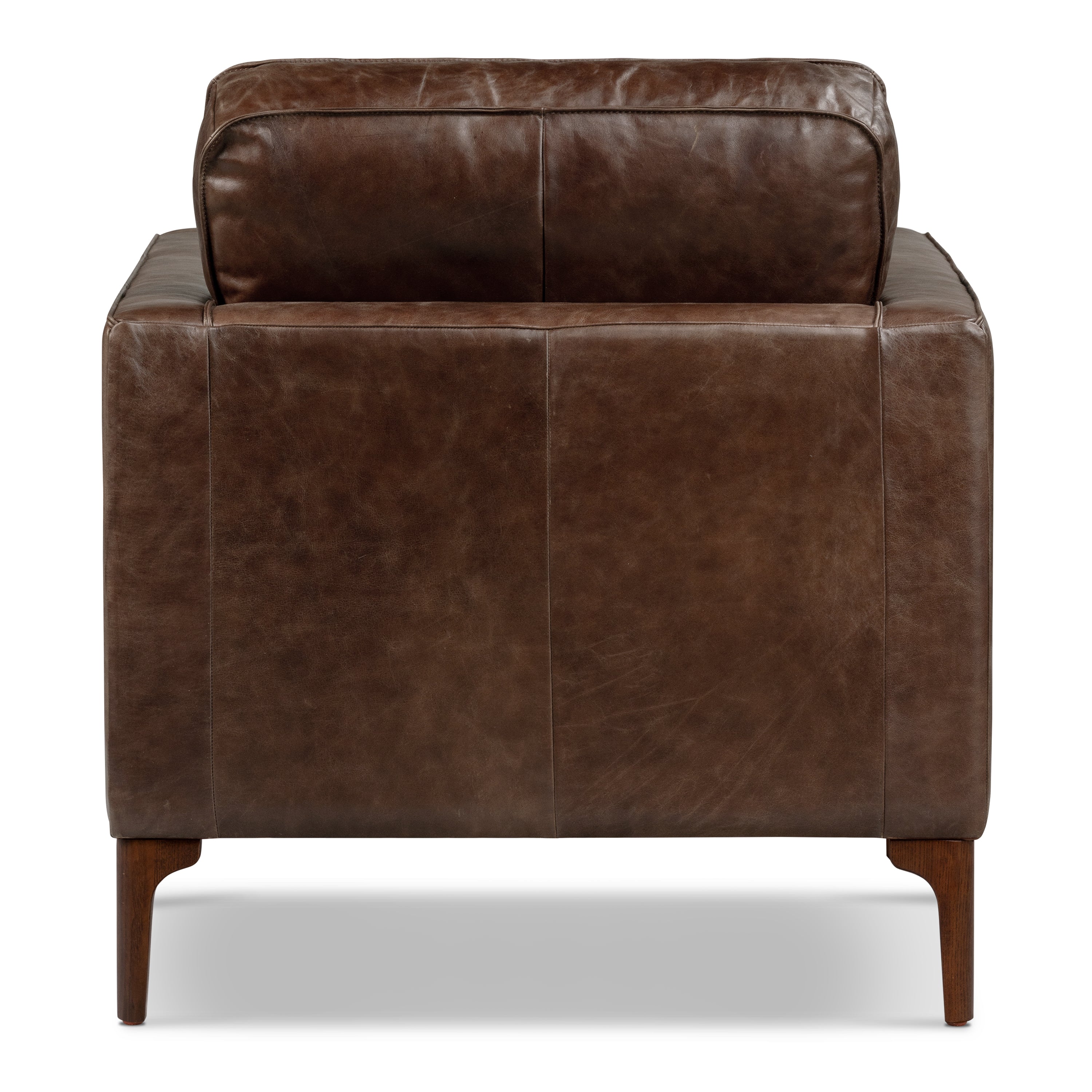 Modern Chocolate Brown Leather Lounge Chair with Kiln-Dried Wood Frame