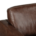 Fauteuil moderne en cuir marron chocolat avec structure en bois séché au four