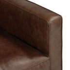 Fauteuil moderne en cuir marron chocolat avec structure en bois séché au four