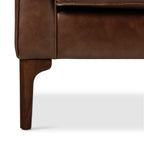Fauteuil moderne en cuir marron chocolat avec structure en bois séché au four