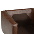 Fauteuil moderne en cuir marron chocolat avec structure en bois séché au four
