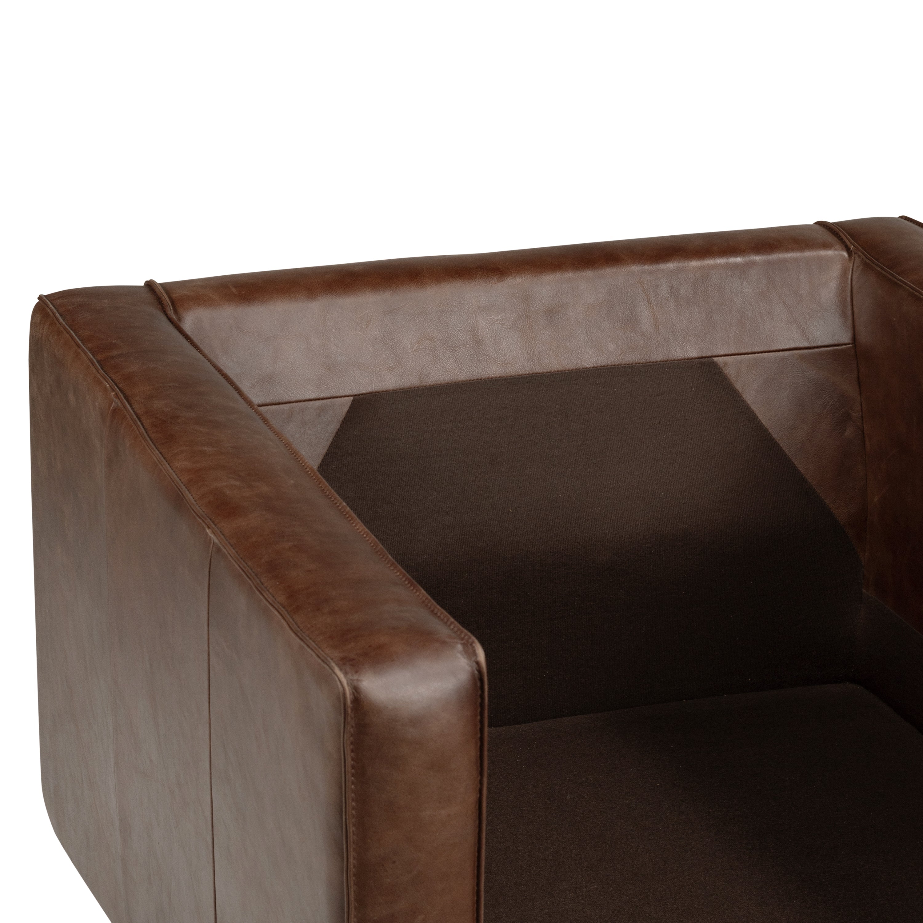 Modern Chocolate Brown Leather Lounge Chair with Kiln-Dried Wood Frame