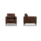 Fauteuil moderne en cuir marron chocolat avec structure en bois séché au four