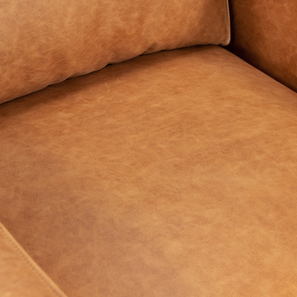 Modern Cognac Tan Leather Lounge Chair with Kiln-Dried Wood Frame