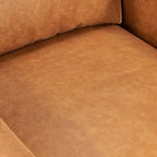 Fauteuil de salon moderne en cuir couleur cognac avec cadre en bois séché au four