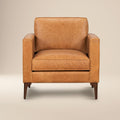 Modern Cognac Tan Leather Lounge Chair with Kiln-Dried Wood Frame