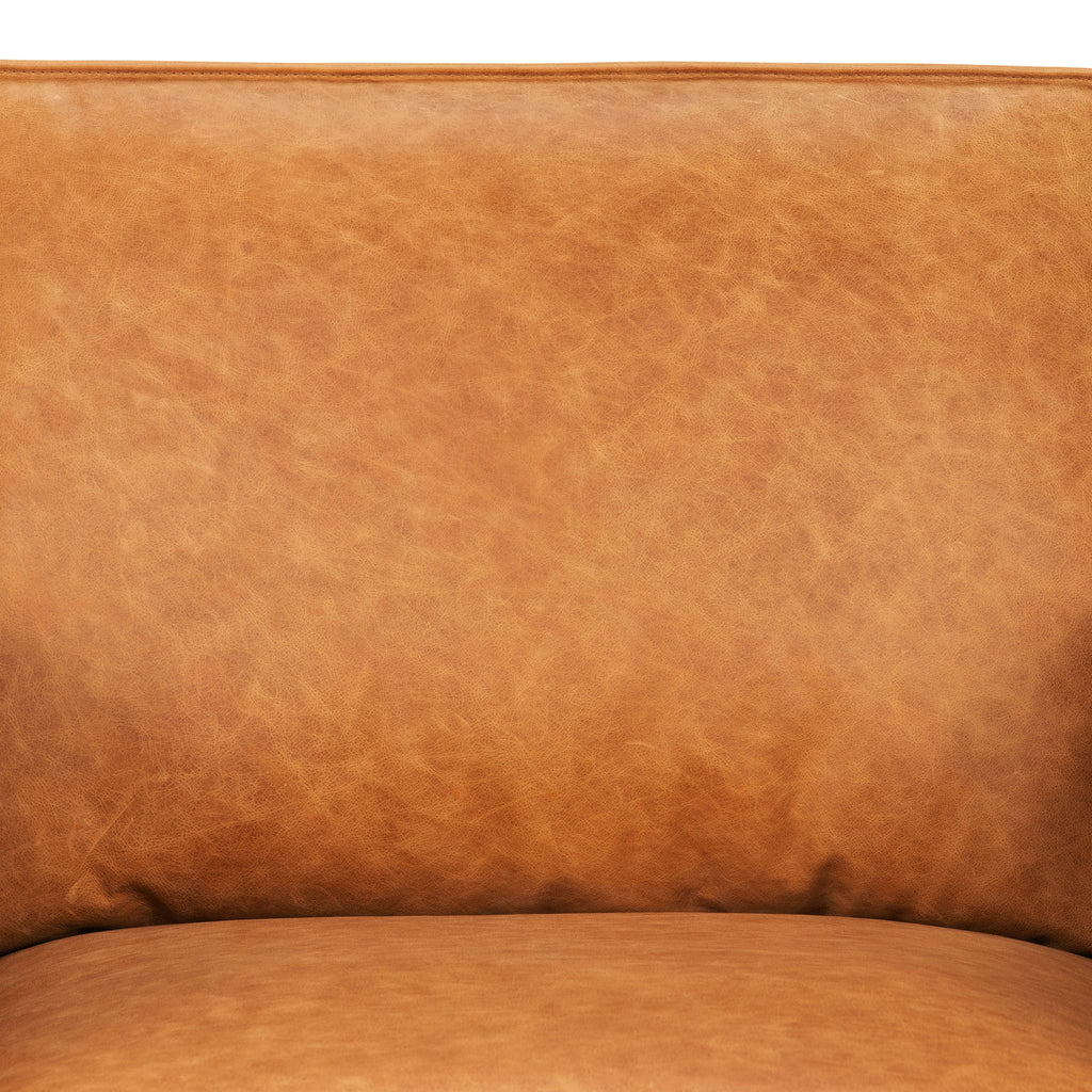 Modern Cognac Tan Leather Lounge Chair with Kiln-Dried Wood Frame