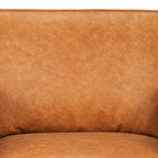 Fauteuil de salon moderne en cuir couleur cognac avec cadre en bois séché au four