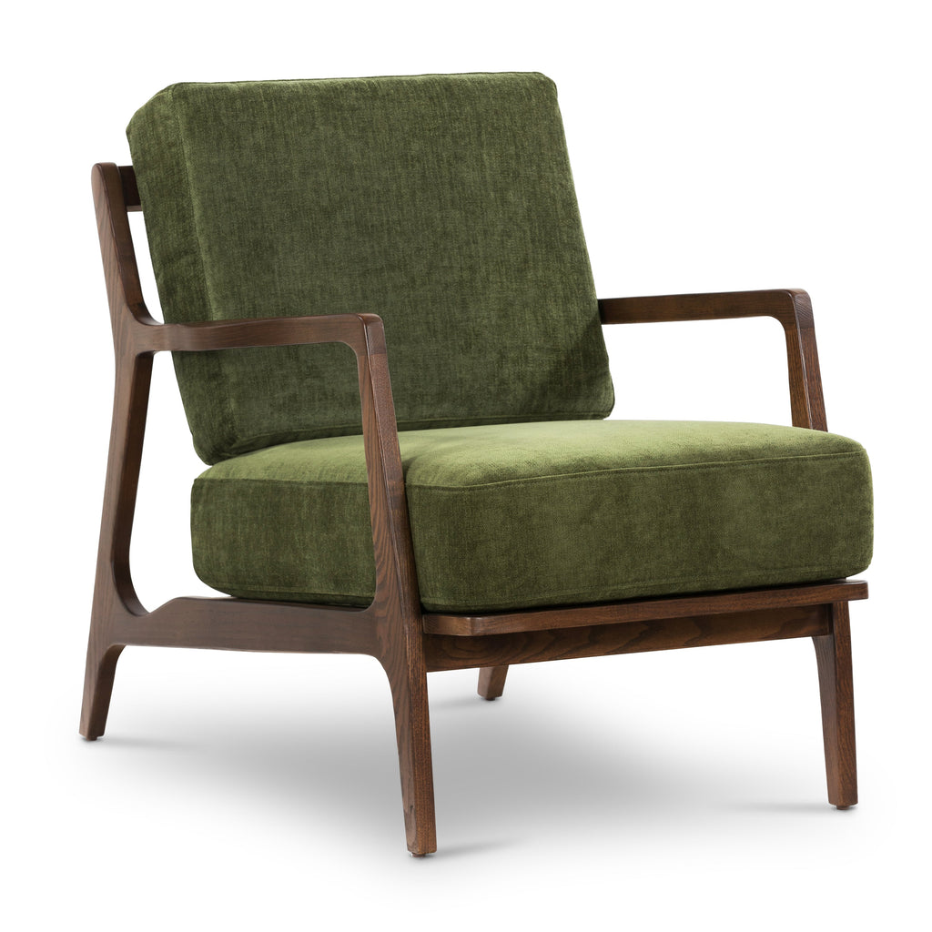 Modern Distressed Green Lounge Chair with Kiln-Dried Wood Frame