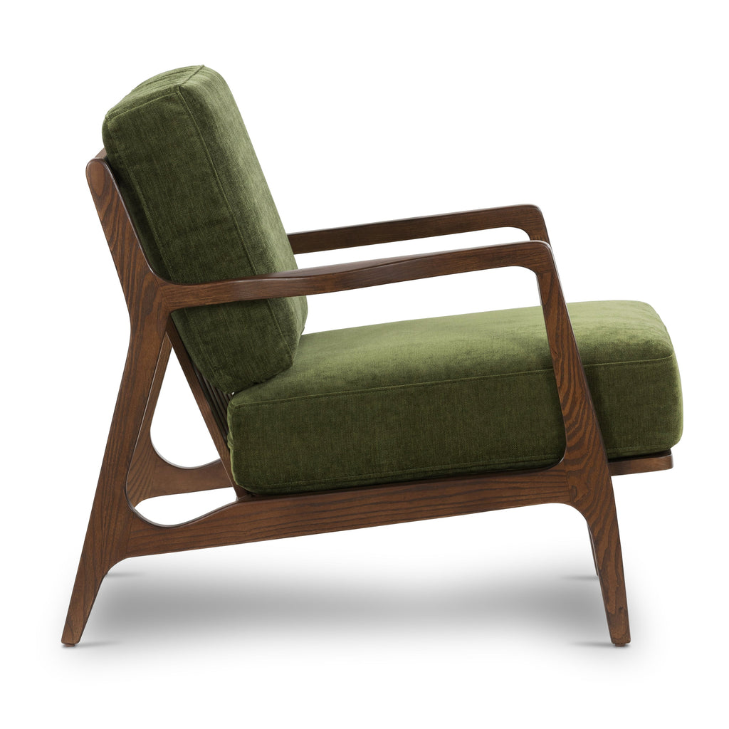 Modern Distressed Green Lounge Chair with Kiln-Dried Wood Frame