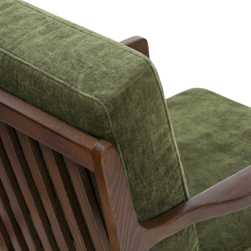 Modern Distressed Green Lounge Chair with Kiln-Dried Wood Frame