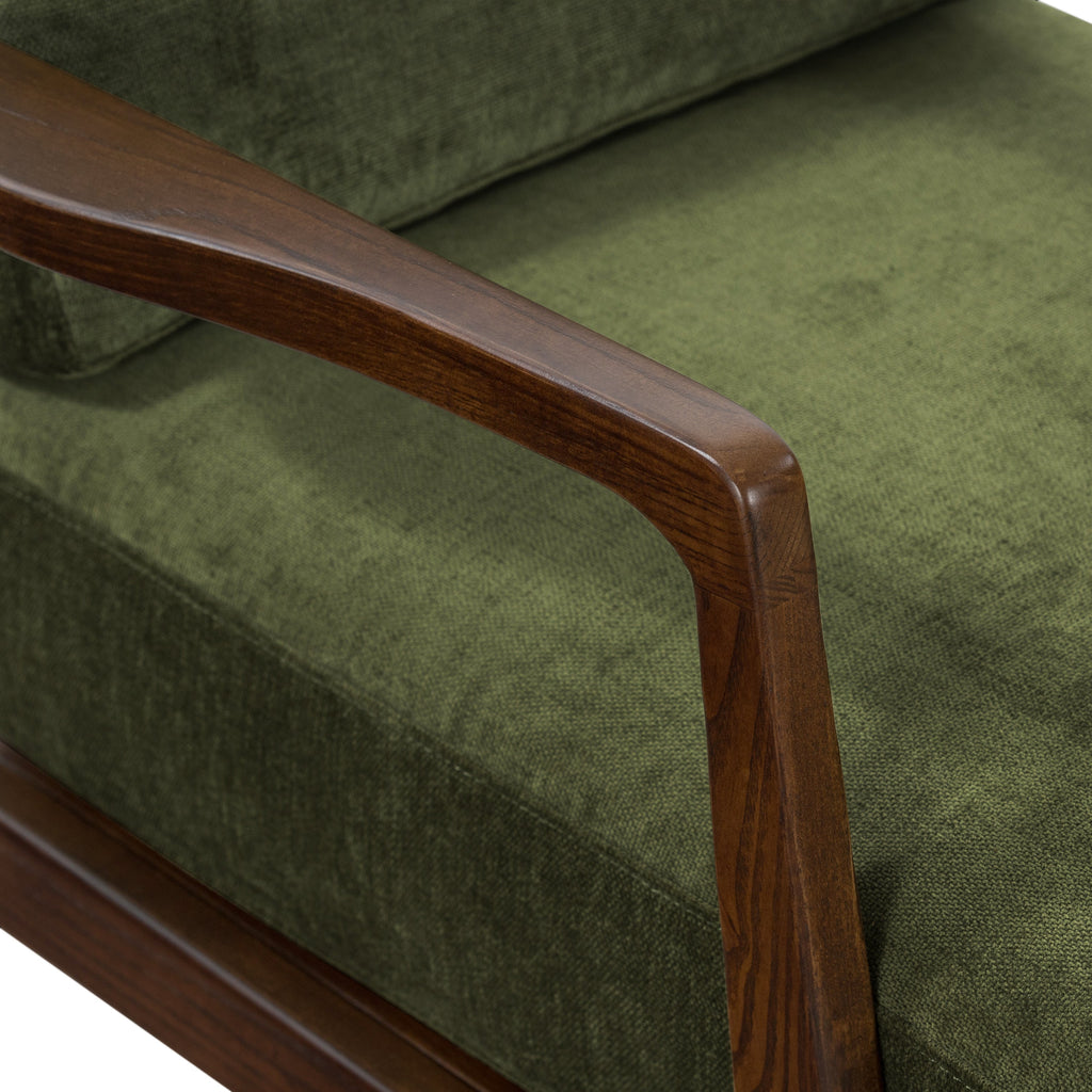 Modern Distressed Green Lounge Chair with Kiln-Dried Wood Frame