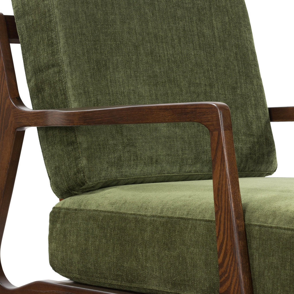 Modern Distressed Green Lounge Chair with Kiln-Dried Wood Frame