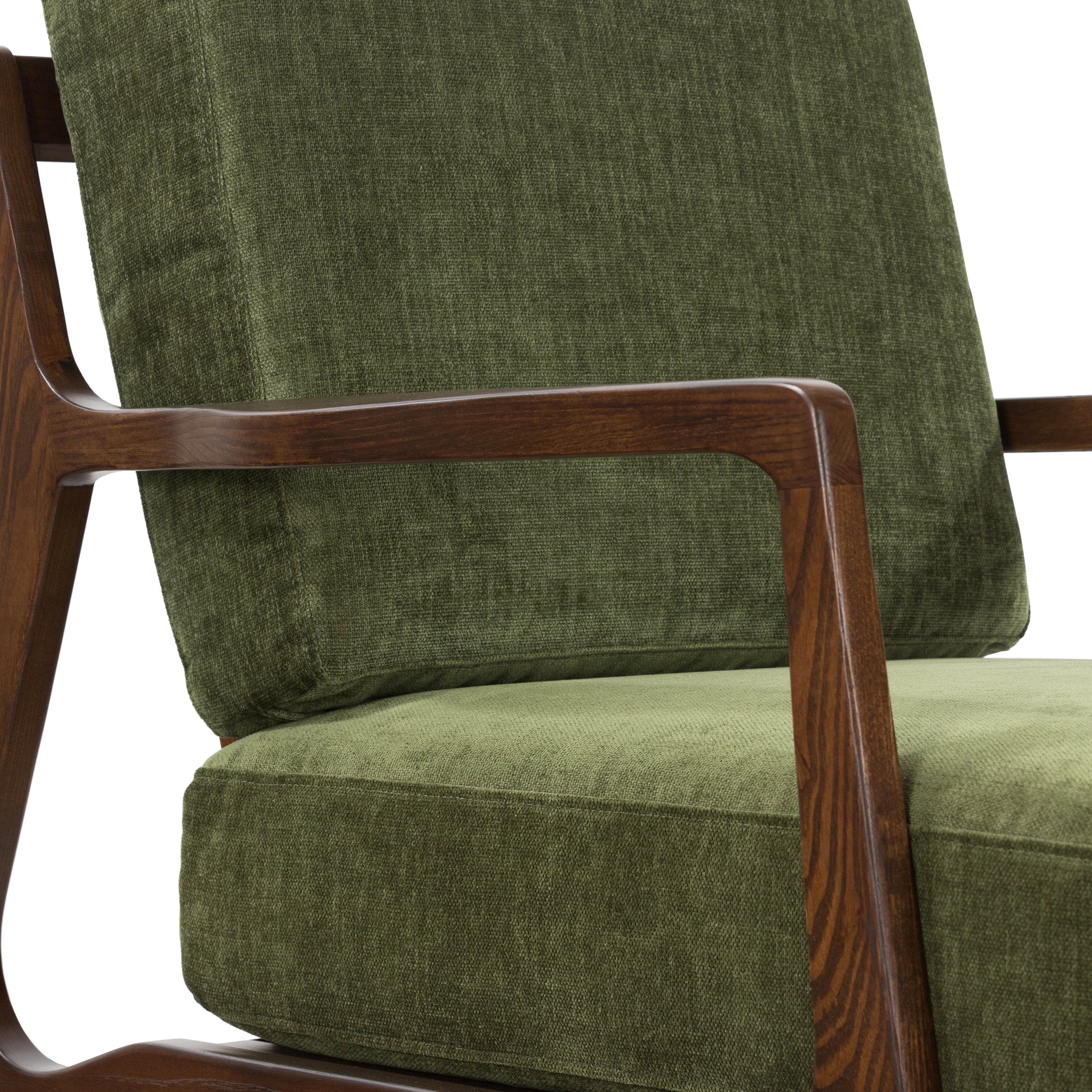 Modern Distressed Green Lounge Chair with Kiln-Dried Wood Frame