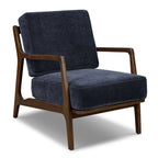 Fauteuil de salon bleu moderne Mystique avec cadre en bois séché au four