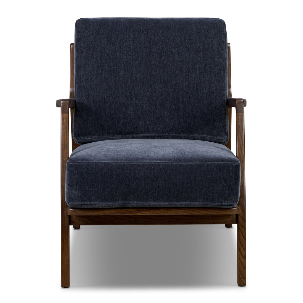 Modern Mystic Blue Lounge Chair with Kiln-Dried Wood Frame