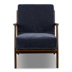 Fauteuil de salon bleu moderne Mystique avec cadre en bois séché au four