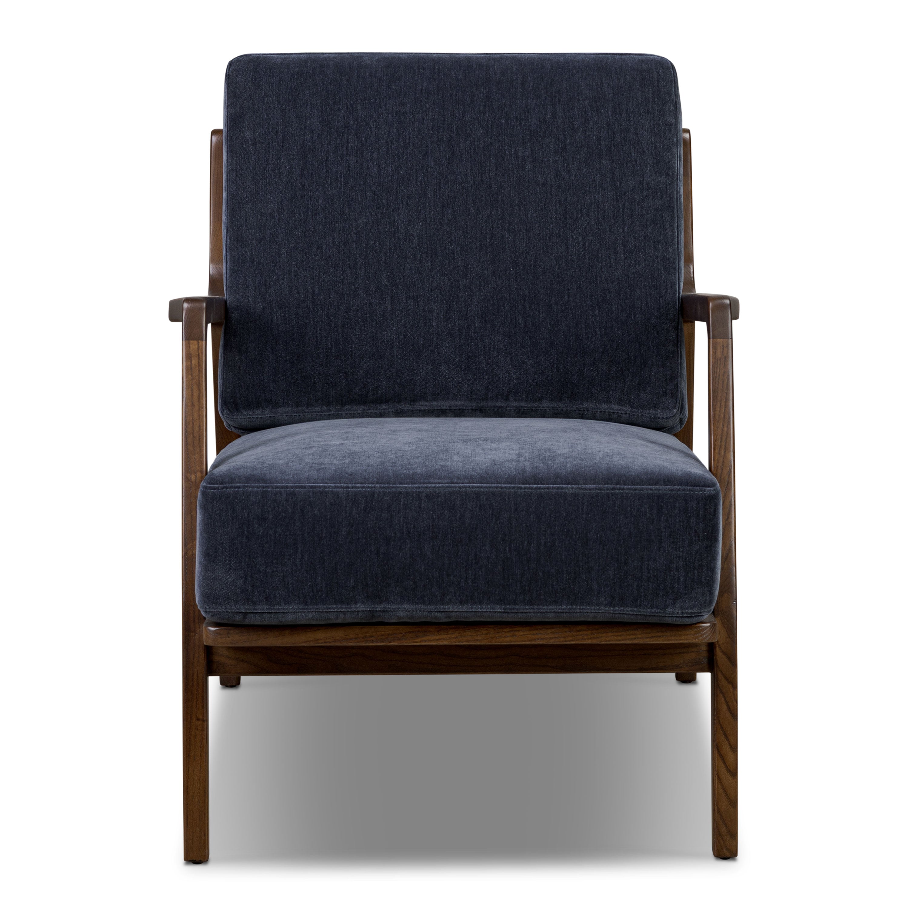 Modern Mystic Blue Lounge Chair with Kiln-Dried Wood Frame