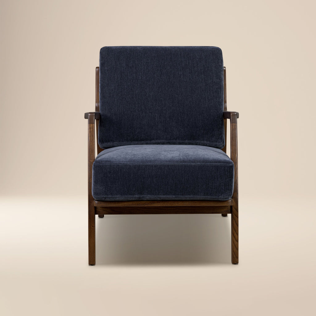 Modern Mystic Blue Lounge Chair with Kiln-Dried Wood Frame