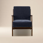Fauteuil de salon bleu moderne Mystique avec cadre en bois séché au four