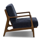 Fauteuil de salon bleu moderne Mystique avec cadre en bois séché au four