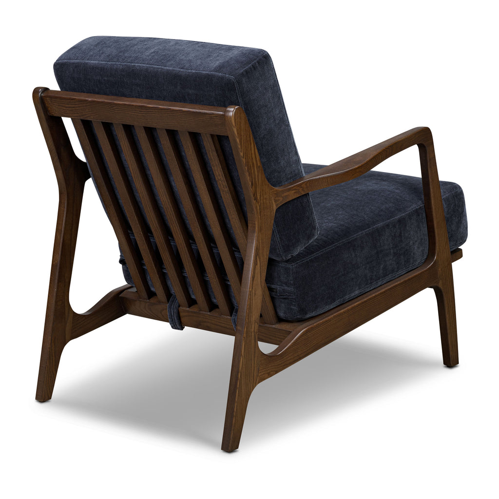 Modern Mystic Blue Lounge Chair with Kiln-Dried Wood Frame