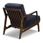 Fauteuil de salon bleu moderne Mystique avec cadre en bois séché au four